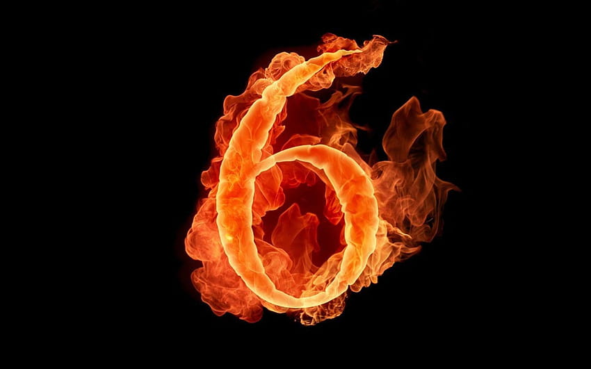 Flames black fire typography numbers six HD wallpaper
