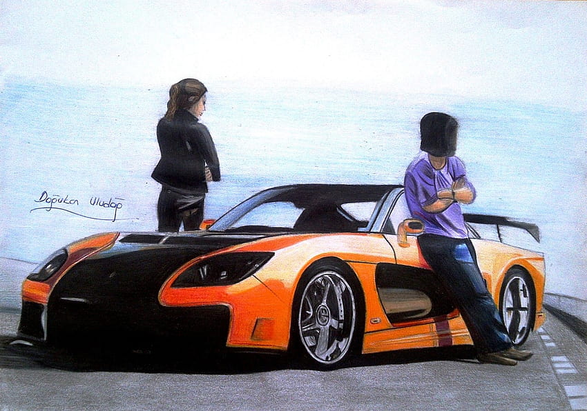 Tokyo Drift RX7 Veilside avec Han & Gisele, voitures de voile rapides et furieuses Fond d'écran HD