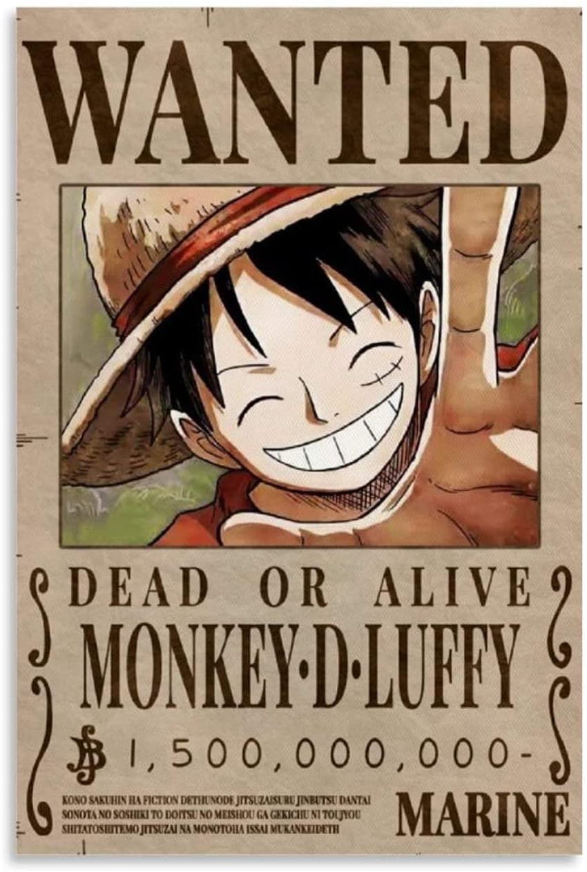 Acquista One Piece Luffy Bounty Wanted Theme Series Anime Poster Canvas Art Poster e Wall Art Print Modern Family Bedroom Decor Poster 12x18inch Sfondo del telefono HD