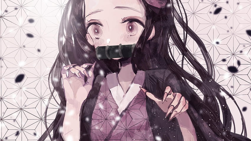 2560x1440 Kamado Nezuko, Anime Girl, Long Hair, nekuzo HD wallpaper
