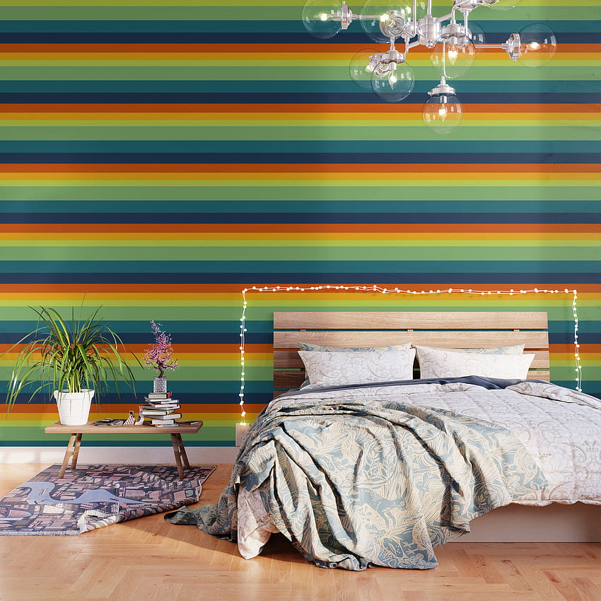 Bright Indian Pattern Blue Green & Orange Yellow Colour Block Stripes by Bloc 101 HD phone wallpaper