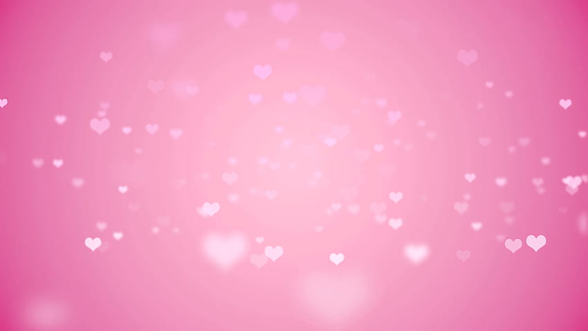 Pływające jasnoróżowe serca pojawiają się i znikają na różowym tle, różowym jasnym tle Tapeta HD
