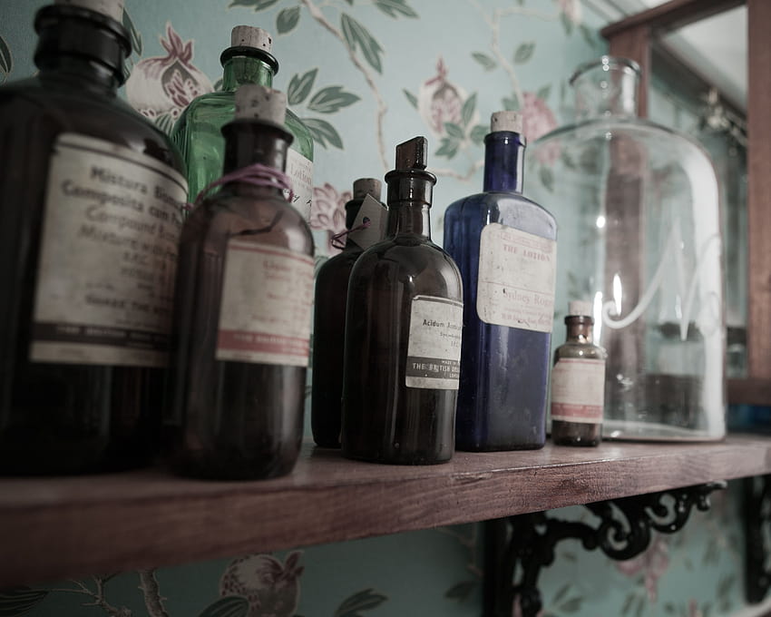 Apothecary jars, vintage HD wallpaper
