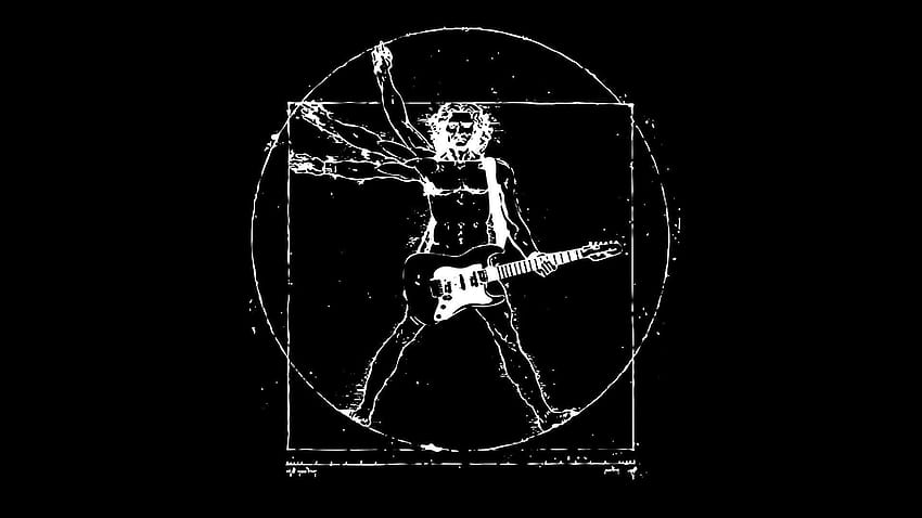 L'Uomo Vitruviano musica rock chitarra elettrica Leonardo da Vinci Sfondo HD