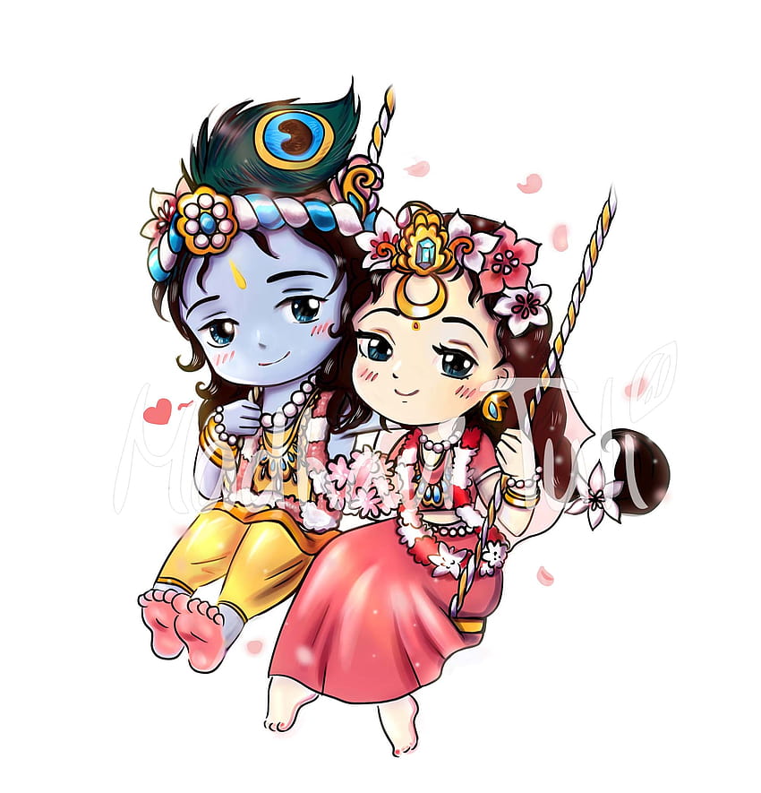 File cute Shri Radha Krishna, Kawaii Anime Radha Krishna Wall Art, 高品質, krishnan and radha HD電話の壁紙