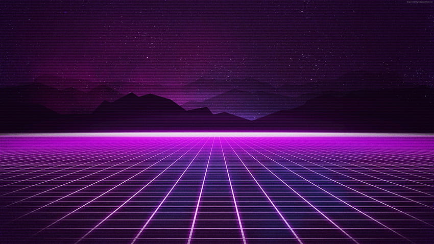 Neon, Synthwave, Retrowave, Grid, Mountains, Purple, retro synth wave HD wallpaper