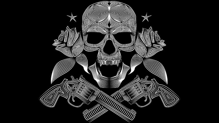 pirates, Gangsters, White, Vector, Black, Gun, Skull, gangster skull HD wallpaper