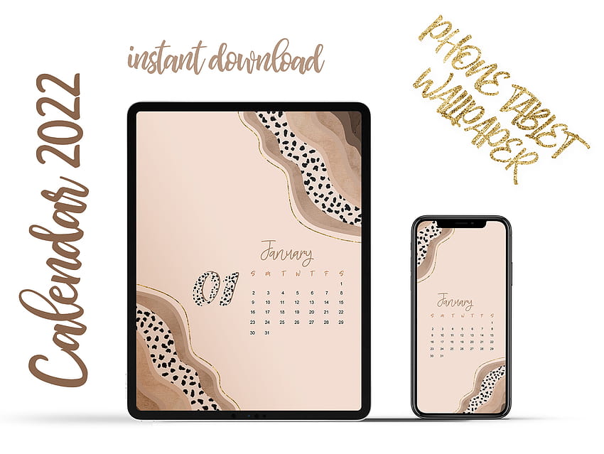 Calendar 2022 Digital Boho Neutral Iphone HD wallpaper