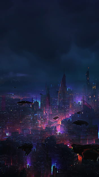 Cyberpunk Night City Hologram 4K Wallpaper iPhone HD Phone #890h