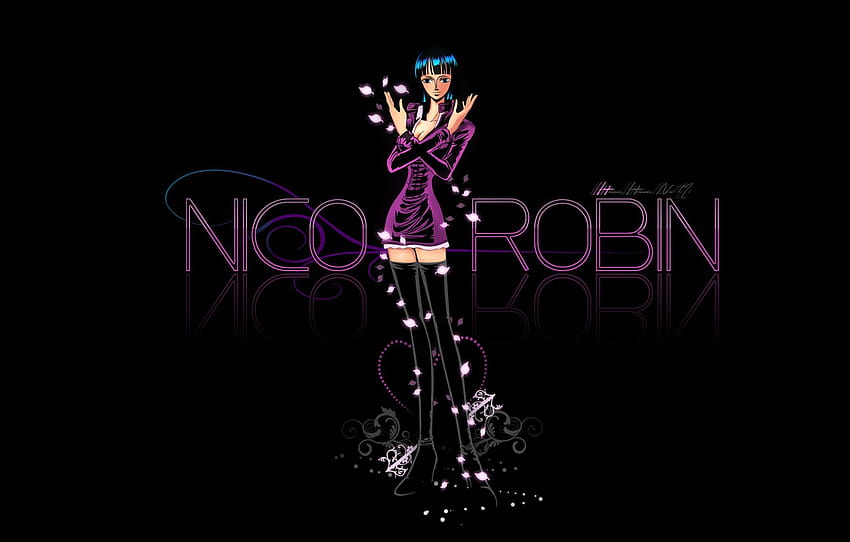One Piece, anime, black background, manga, anime girl, Nico Robin , section сёнэн HD wallpaper