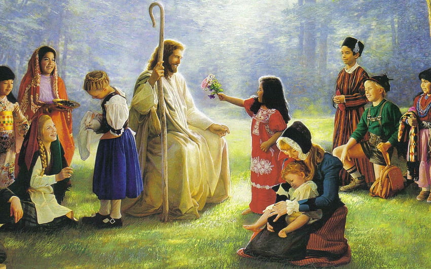 After Jesus Loves Me, Jesus Loves the Little Children is one of the first songs children learn in Sunday School. Th…, jesus and child HD wallpaper