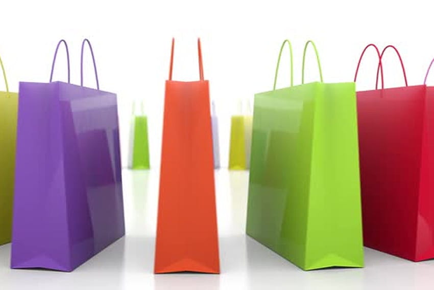 Multicolored consumer shopping bags rotating isolated on the white backgrounds by legan80 on Envato Elements HD wallpaper