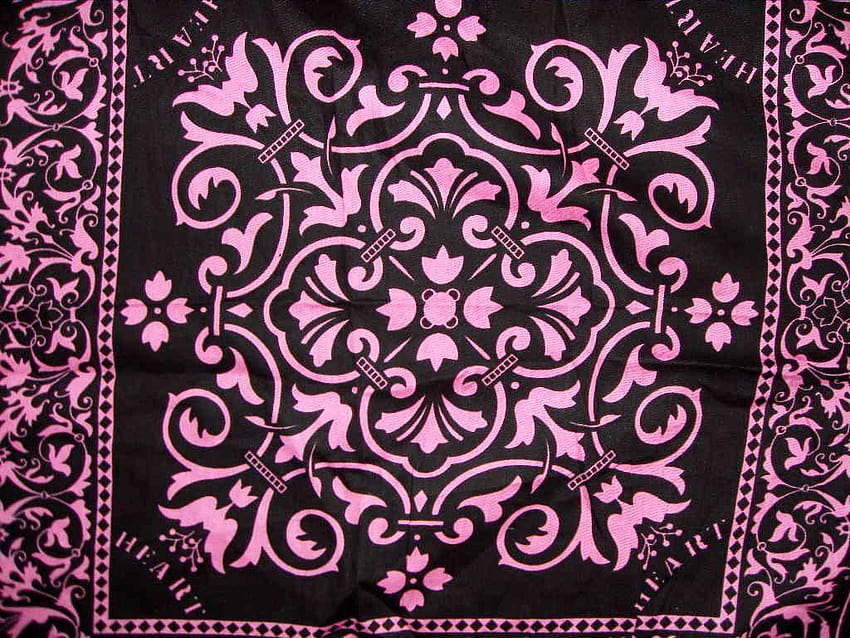 Bandana noir avec motif Paisley rose, bandana Fond d'écran HD