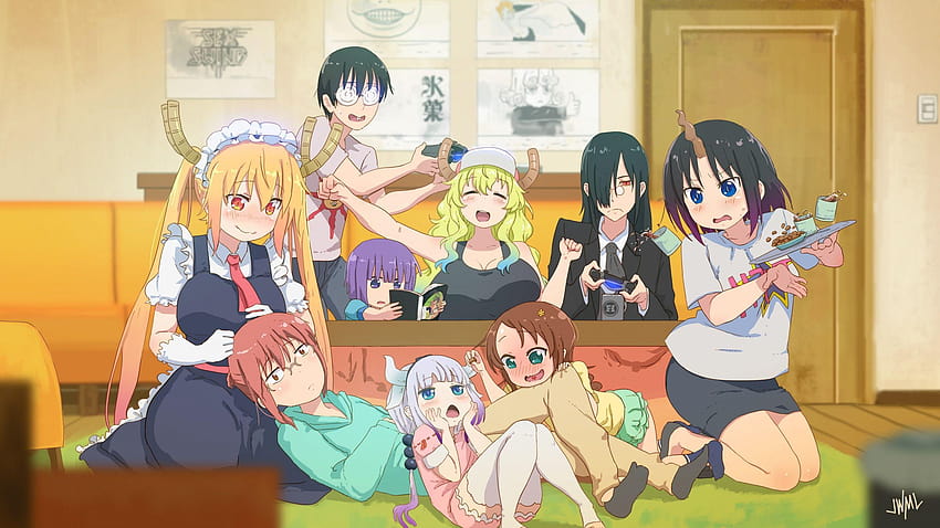 niña, anime, continuar, japonés, oppai, mucama, kobayashi san chi no maid dragon fondo de pantalla