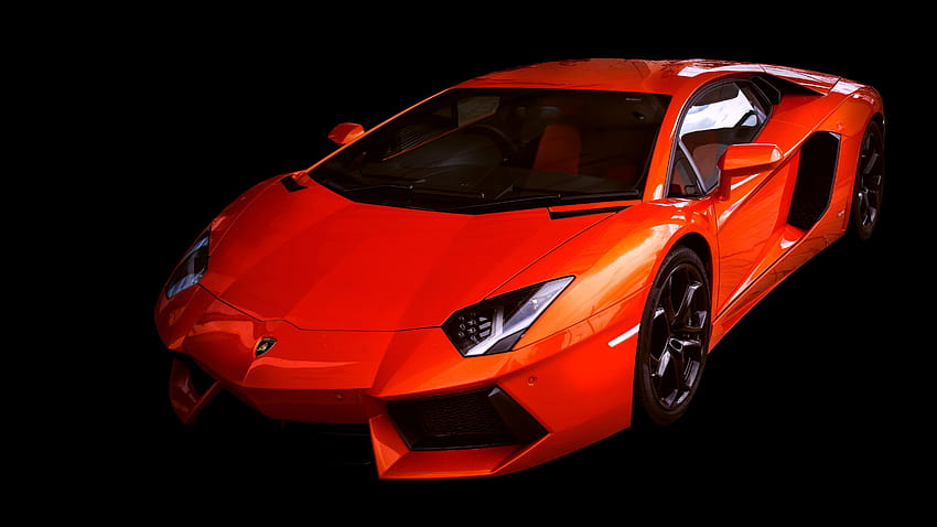 Lamborghini Aventador , Siyah arka plan, Kırmızı Araba, Spor arabalar, , Siyah/Koyu HD duvar kağıdı