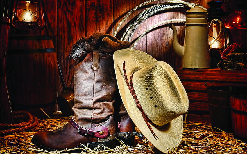 Cowboy Indossa stivali Cappello 3840x2400, a tema cowboy Sfondo HD