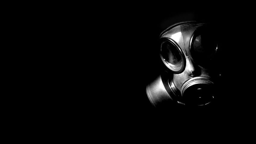 Gas masks, creepy, minimalism, black backgrounds, masked HD wallpaper