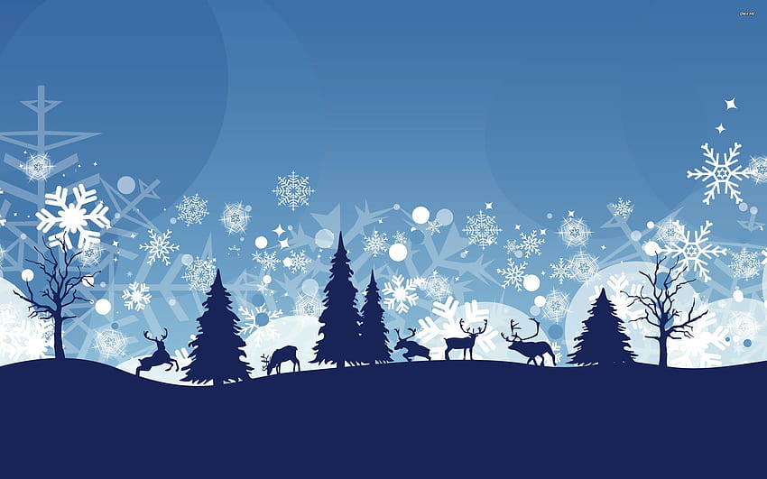 겨울, 눈, 자연, 풍경, 사슴, 벡터 / 및 모바일 배경, 자연 벡터 HD 월페이퍼
