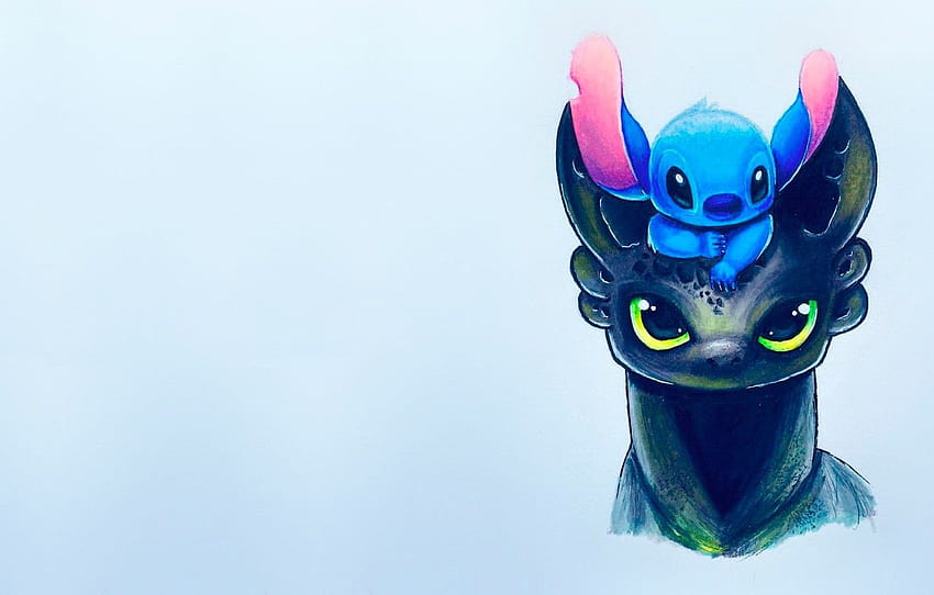 Toothless and Stitch Laptop, stitch aesthetic laptop HD wallpaper