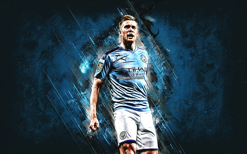 Kevin De Bruyne, Manchester City FC, Belgian football player, attacking midfielder, portrait, blue stone background, Premier League, football with resolution 2880x1800. High Quality, kevin de bruyne computer HD wallpaper
