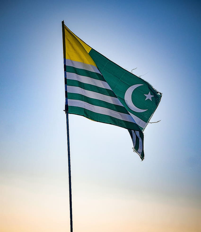: kashmir flag, green flag, green and yellow, flag kashmir HD phone wallpaper