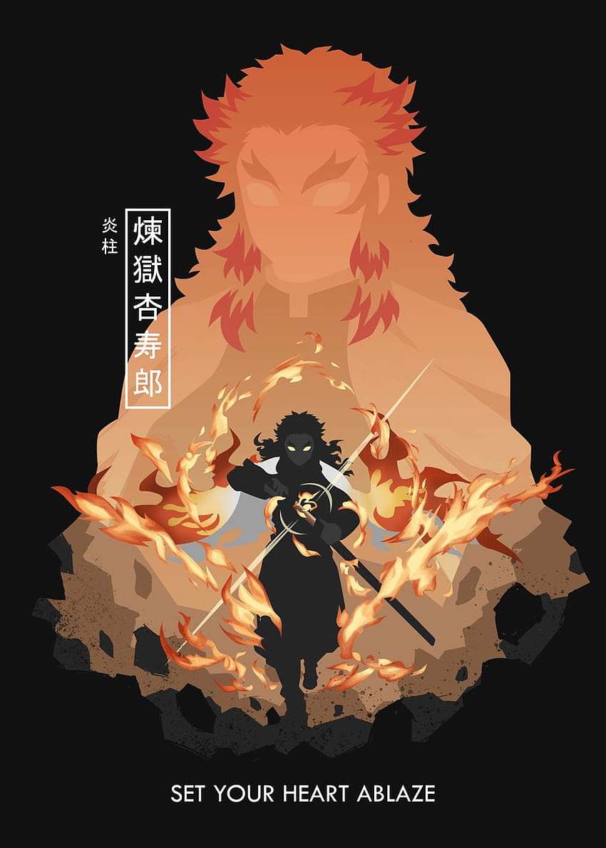 Poster Rengoku Kyojuro oleh Amrisaurus, membakar hatimu wallpaper ponsel HD