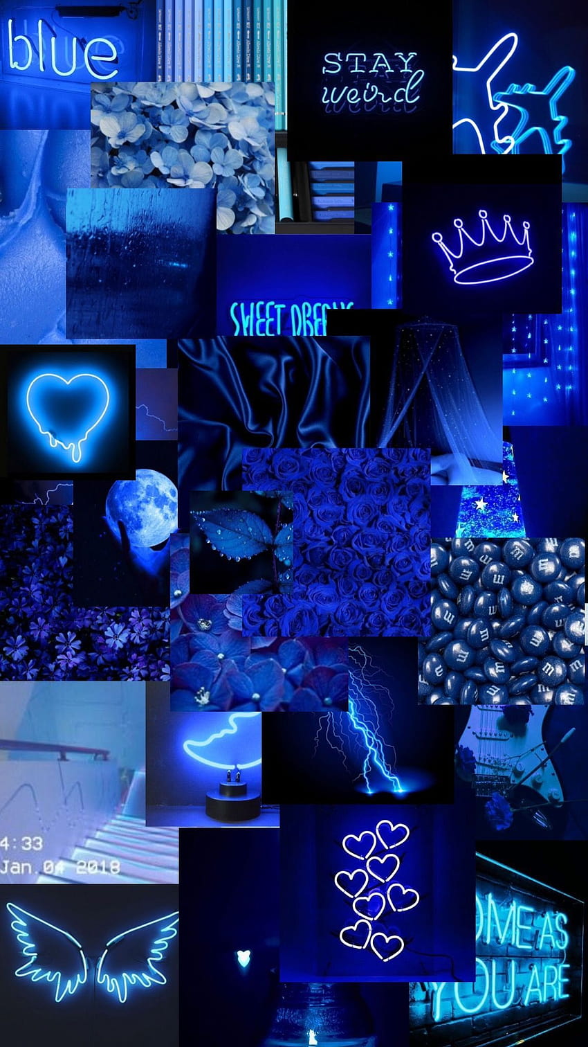 Aesthetic Collage Dark, dark blue collage HD phone wallpaper