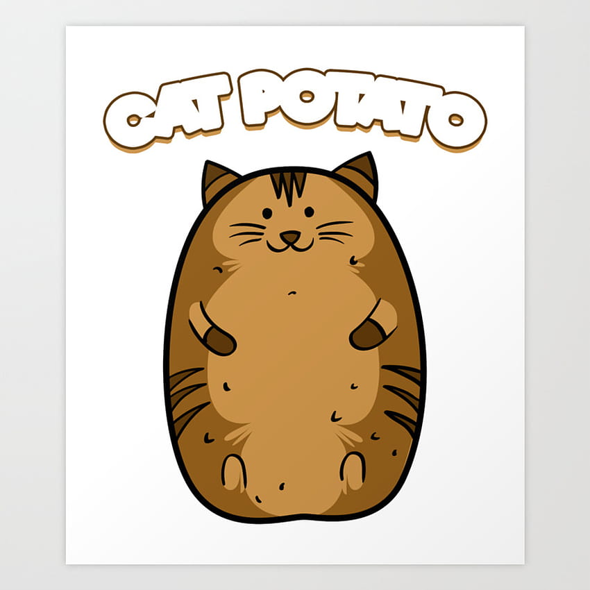 Kot ziemniak zabawny słodki tłusty ziemniak Feline Animal Art Print autorstwa Fresh Dressed Tees, kot ziemniaczany Tapeta na telefon HD