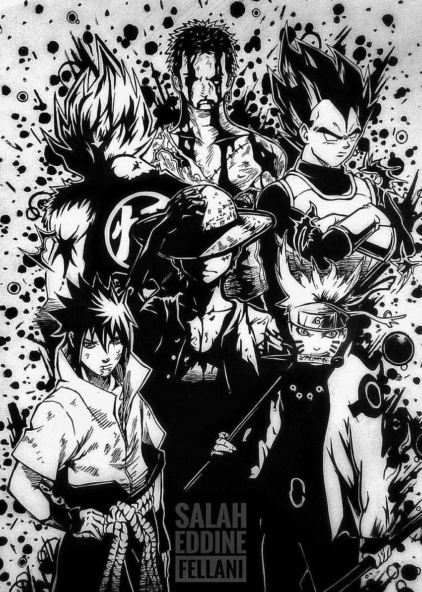 ตัวละครหลักของ One Piece นารูโตะ ชิปปูเดน และดราก้อนบอล โกคู/เบจิต้า,ซี…, นารูโตะ ซาสึเกะ และโกคู วอลล์เปเปอร์โทรศัพท์ HD