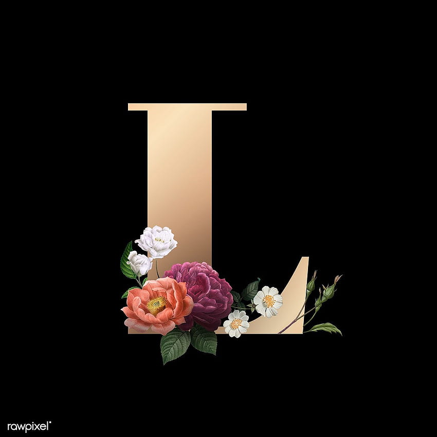 Klassische und elegante Blumenalphabetschrift Buchstabe L, Buchstabe und Rosen HD-Handy-Hintergrundbild