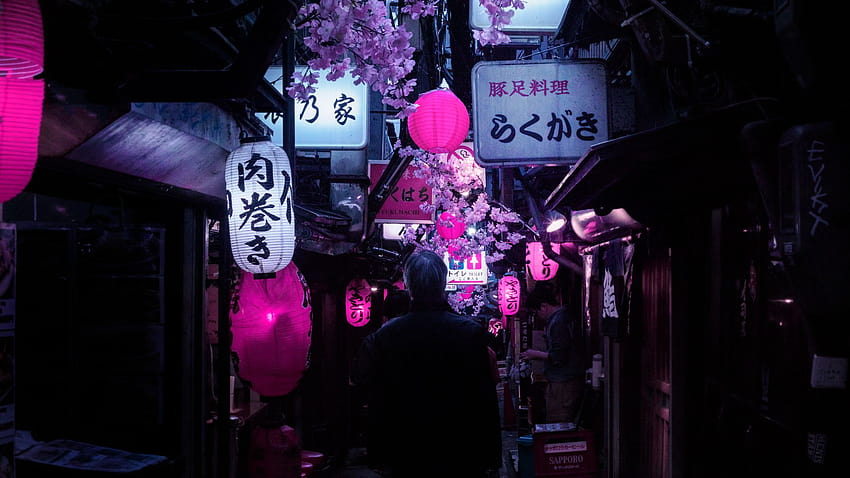 Melihat Tokyo melalui mata desainer game, estetika ungu tokyo Wallpaper HD