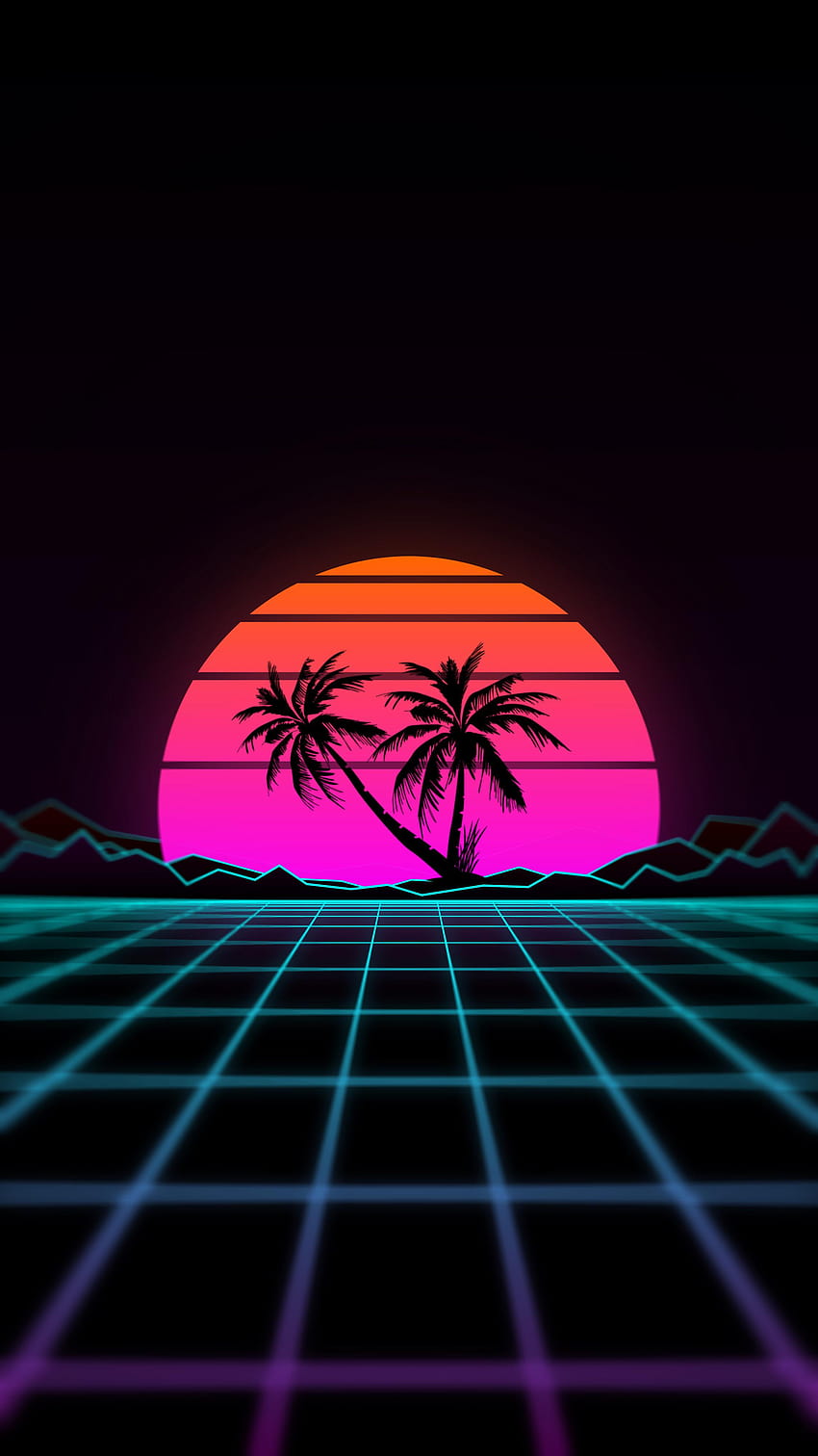 Got sick of my previous , but couldn't find one with the exact composition I wanted, so I tried making my own stereotypical Outrun HD phone wallpaper