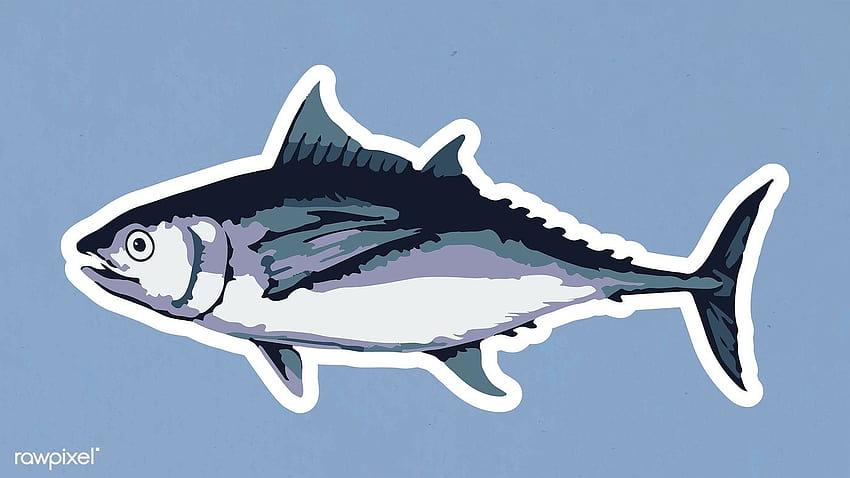 Vectorized tuna fish sticker with a white border HD wallpaper