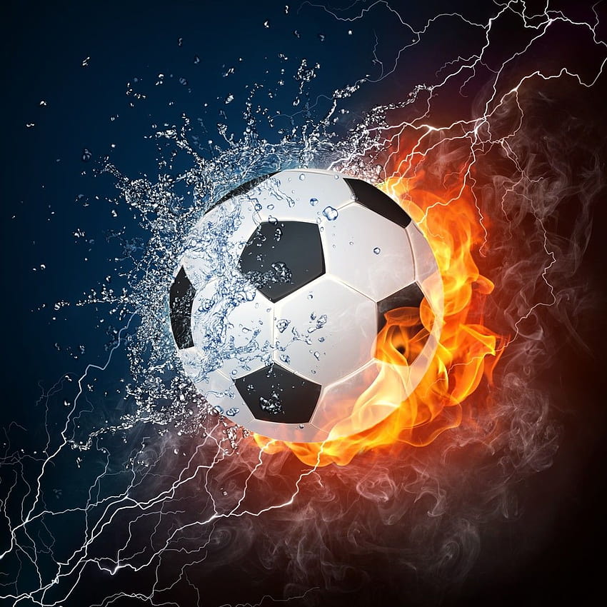 Пламтяща футболна топка, футболен огън HD тапет за телефон