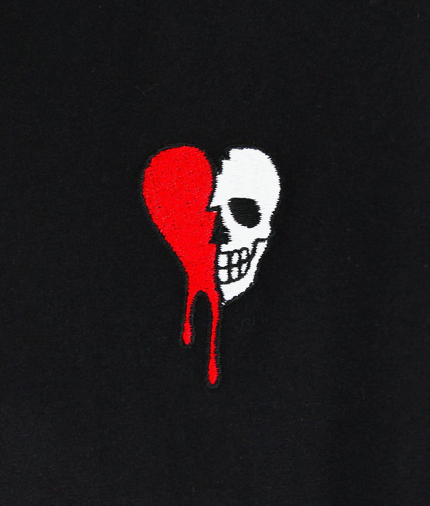 Broken Heart Skull Drip Embroidered Mens T, drip skulls HD phone wallpaper