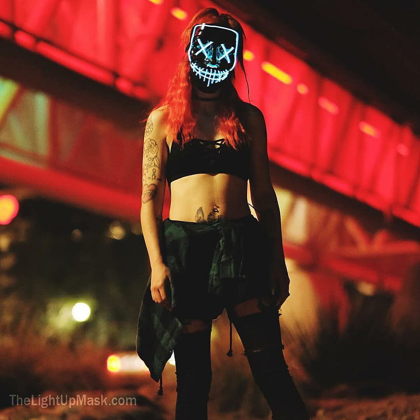 Girl wearing light up mask led mask. TheLightUpMask @TheLightUpMask ., girl purge HD phone wallpaper