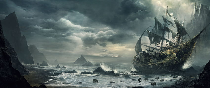 Shipwreck Fantasy by Daily HD wallpaper