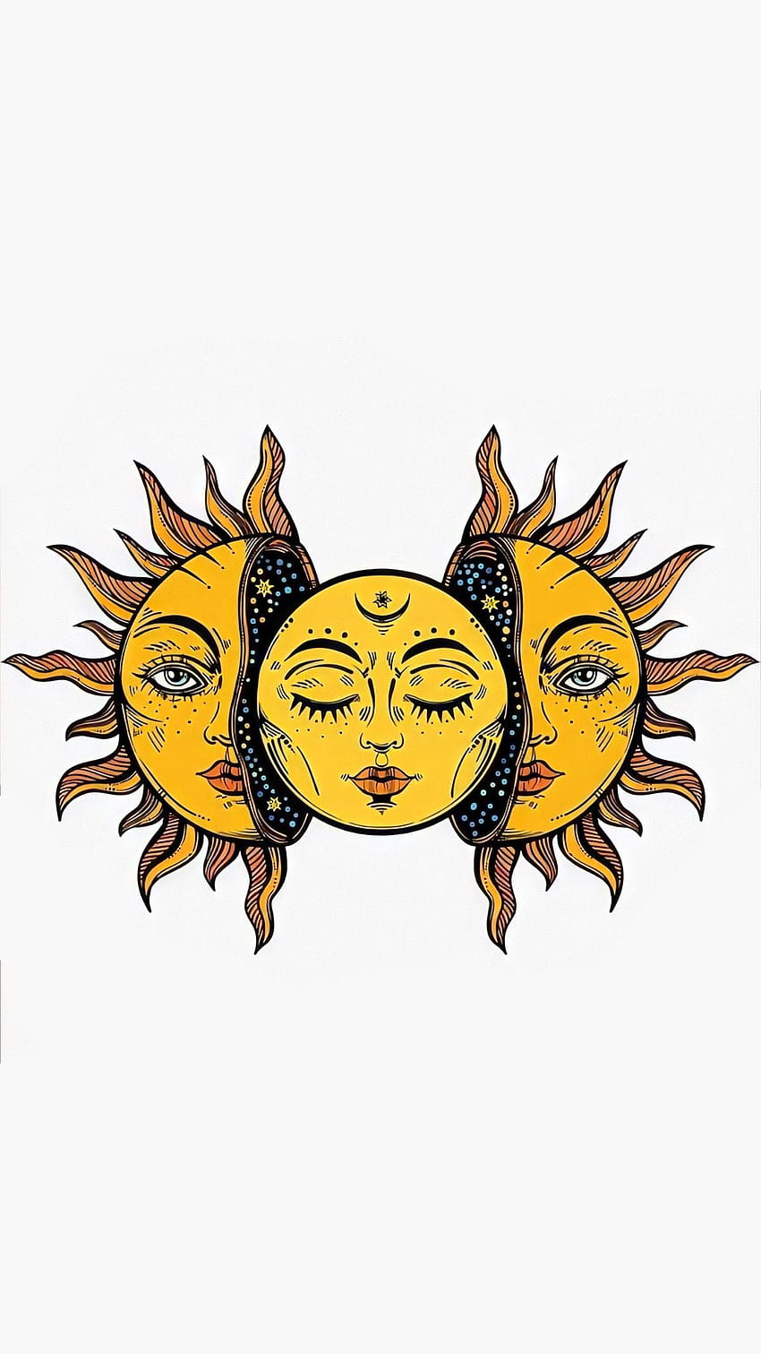 Illustrazione del sole, disegno del sole Sfondo del telefono HD