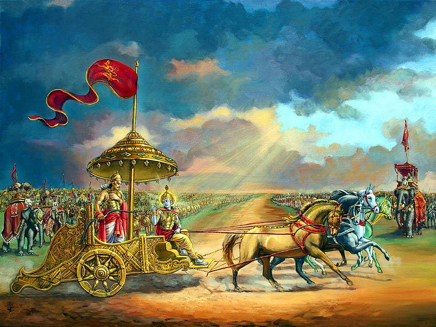 Krishna Arjuna pleine grandeur, seigneur krishna et arjuna Fond d'écran HD