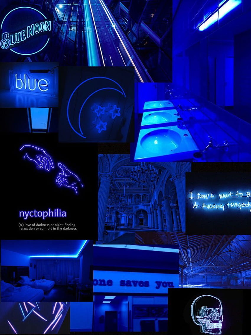 Dark blue neon aesthetic lock screen, blue aesthetic neon HD phone ...