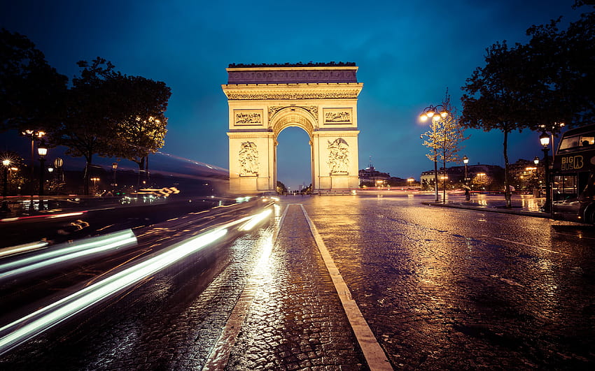 Paris France Arch Arc de Triomphe Roads Motion 3840x2400 HD wallpaper