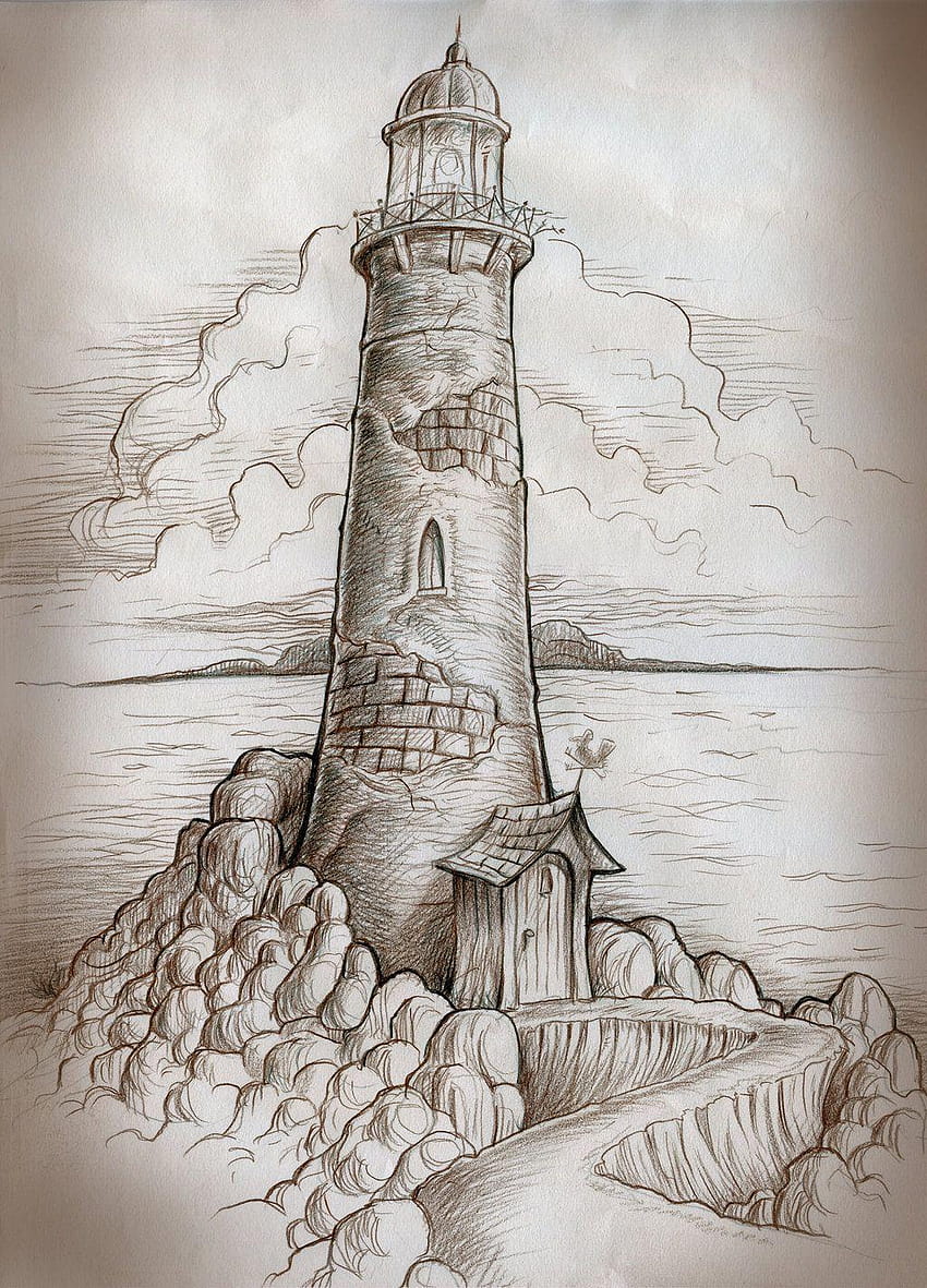 Pencil Sketch of a Lighthouse by AiArtQueen on DeviantArt