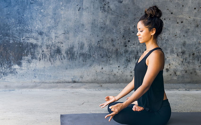 Lotus position Brunette girl Yoga meditation yoga 2560x1600, meditating women HD wallpaper