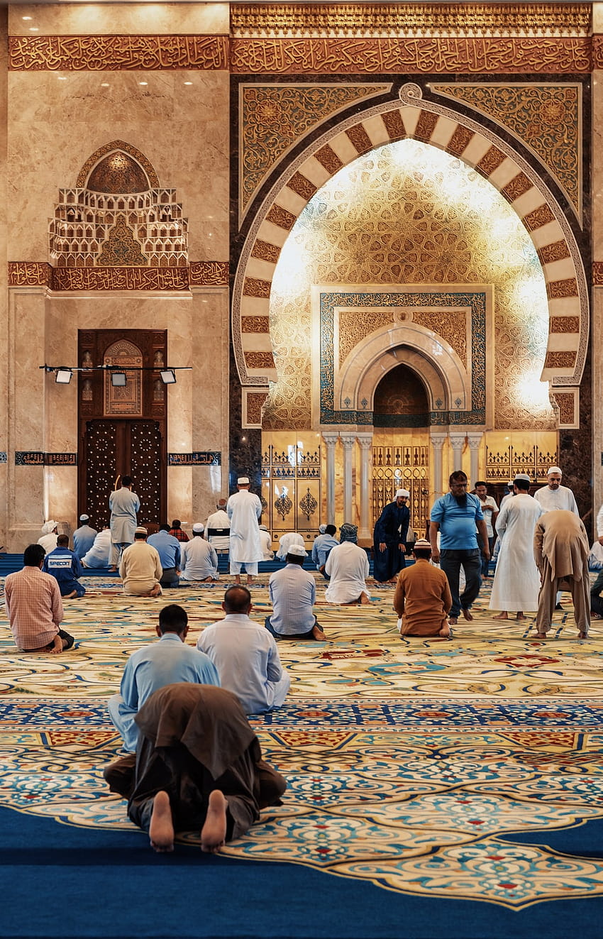 100 Молещи се мюсюлмани, ислямска молитва HD тапет за телефон
