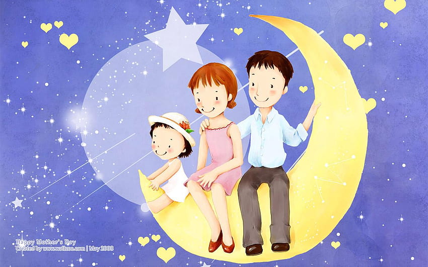 Sweet & Cute illustration of Family Love 1280x800 NO.10, sweet family HD wallpaper