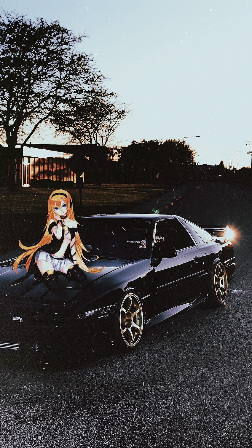. on girl car, drift car anime HD phone wallpaper
