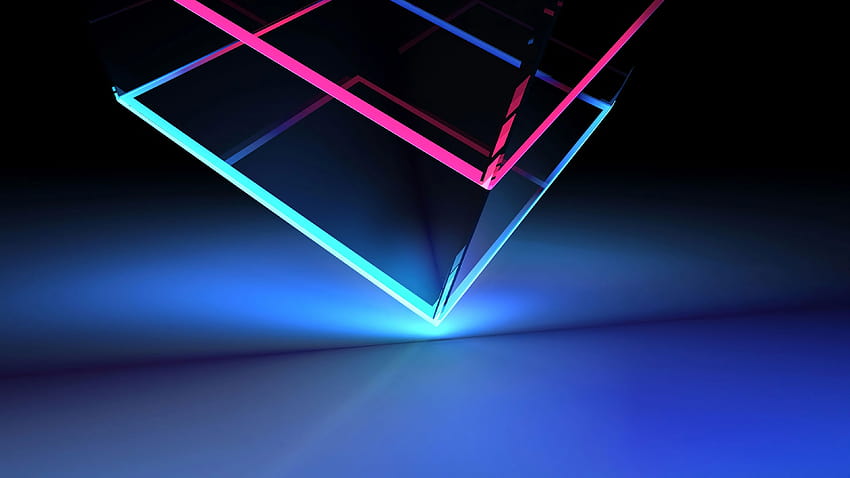 Forme astratte del cubo al neon, astratto, astratto al neon Sfondo HD