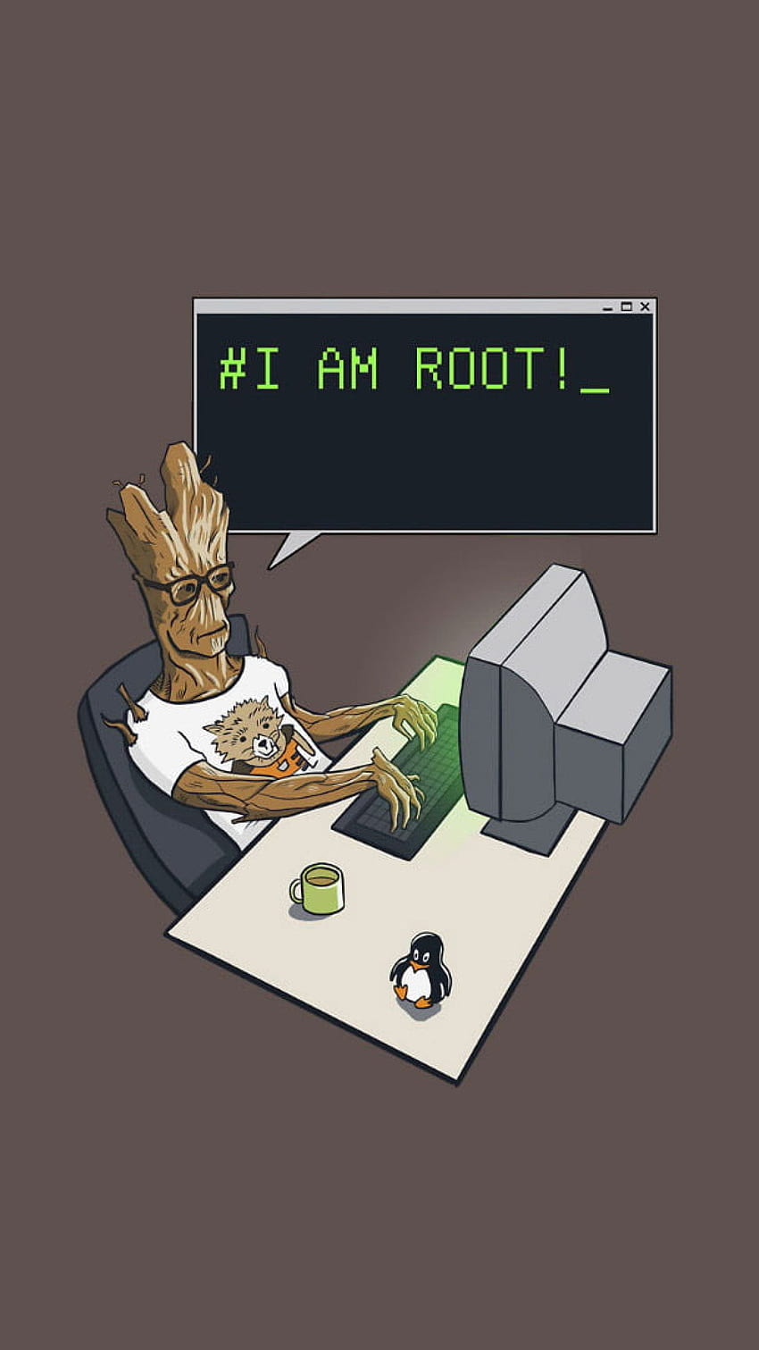 Funny • Ubuntu , linux, terminal, hacker, computer, funny, groot, studio shot • For You The Best For & Mobile HD phone wallpaper