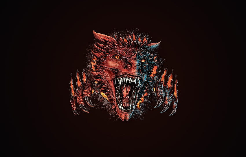 Minimalism, Being, Dragon, Monster, Style, Teeth, Mouth, Background, Fangs, Face, Dragon, Monster, Art, Art, Style, Game of Thrones , section минимализм HD wallpaper