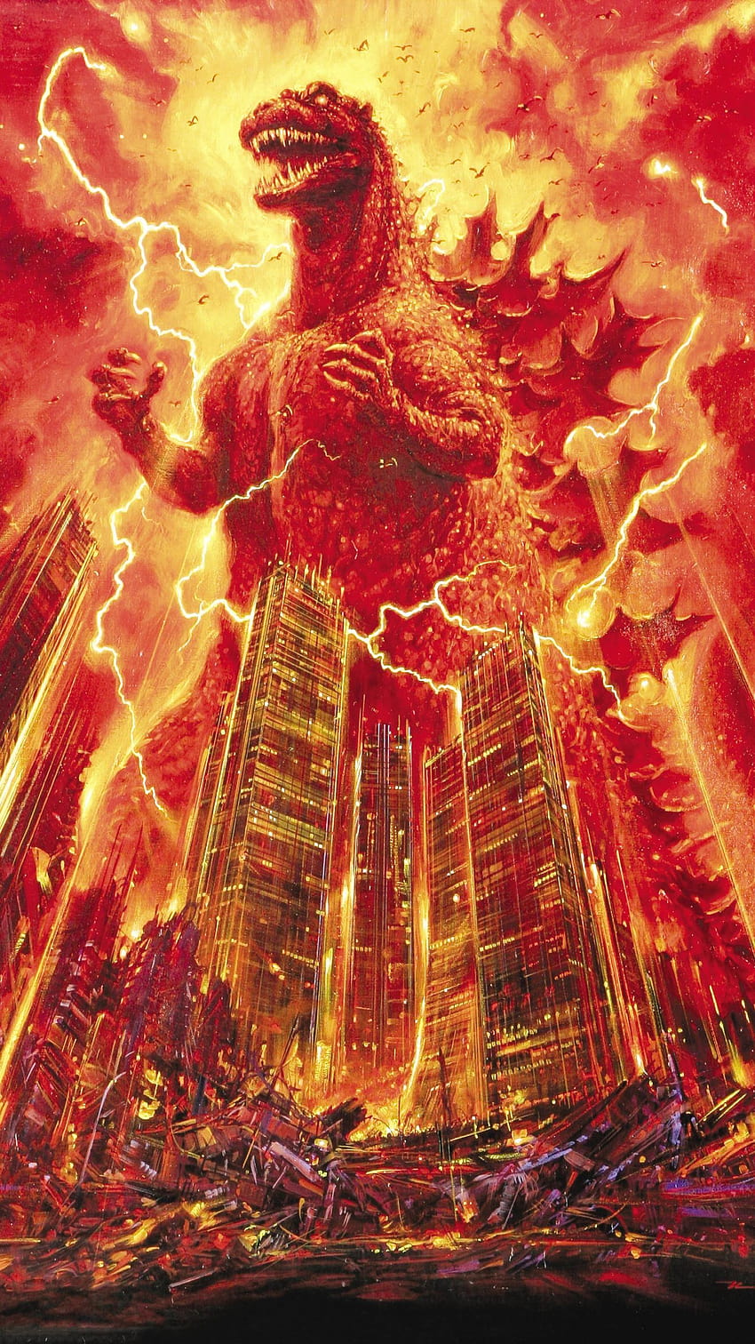 Godzilla 1985, yanan Godzilla HD telefon duvar kağıdı